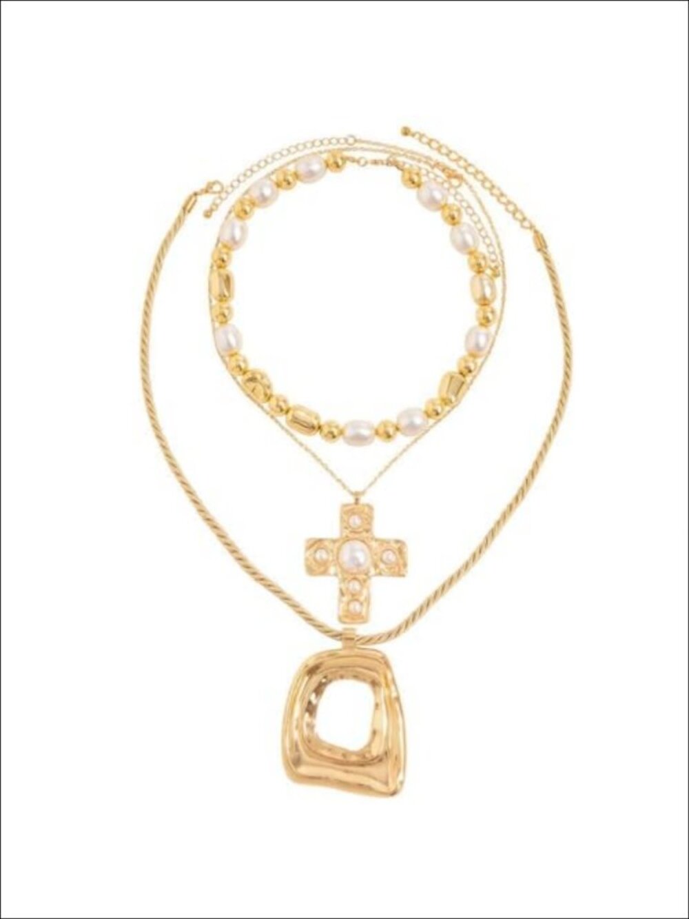 Chunky Gold Dangle Necklace Big Irregular Geometry Pendant Stack Punk Jewelry
